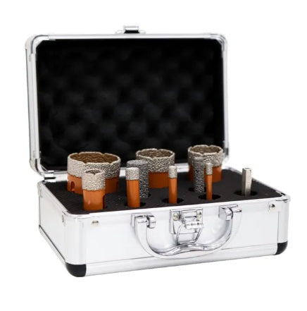 Diarex-Core Bit Set-Size:Core Drill 50mm, 38mm,  20mm, 12mm,  8mm,  6mm,  Router Bit  10mm, 20mm,  and a straight shank adapter. -Box of 10