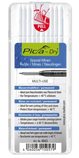 Pica-Refill Leads - Water Jet Resistant-White-Pack of 10