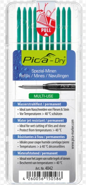 Pica-Refill Leads - Water Jet Resistant-Green-Pack of 10