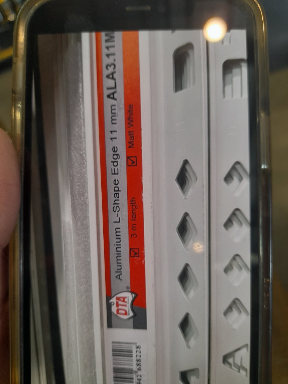 DTA-L Shape Angle-11mm-Aluminium-Matt White-3 m Length