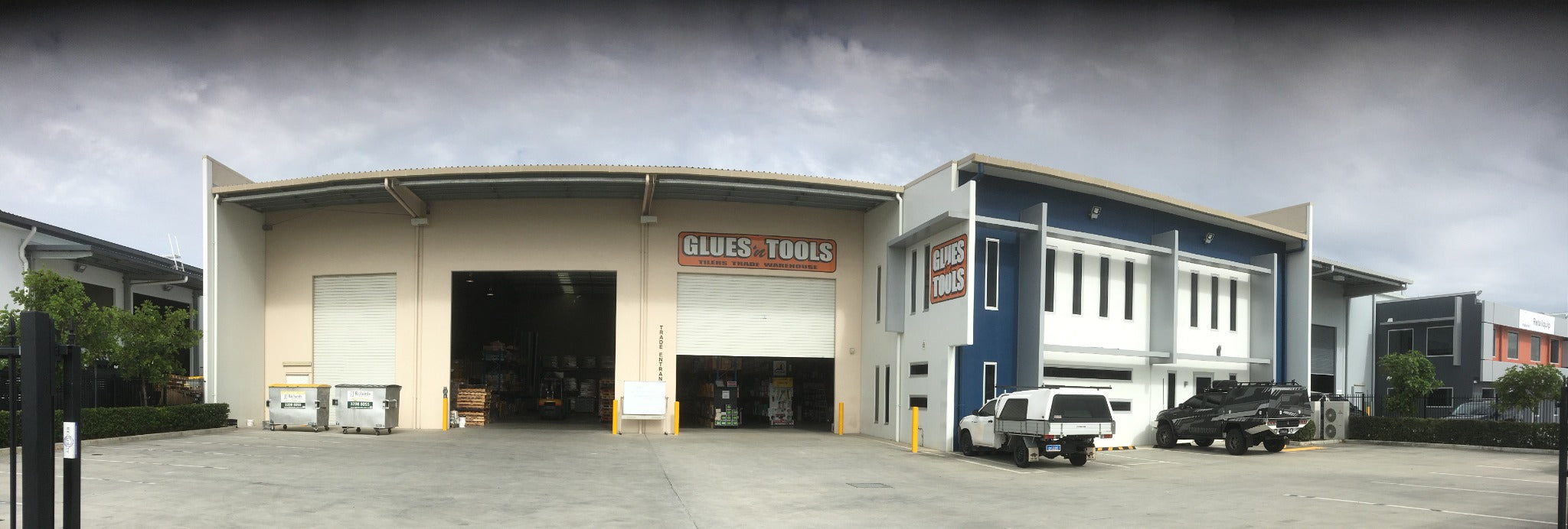 Glues 'N Tools warehouse exterior panorama